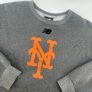 New Balance MLB New York Mets XL Sweatshirt Crewneck Gray Orange Logo Pullover